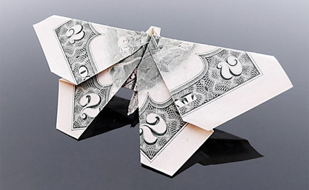Origami dollar bills
