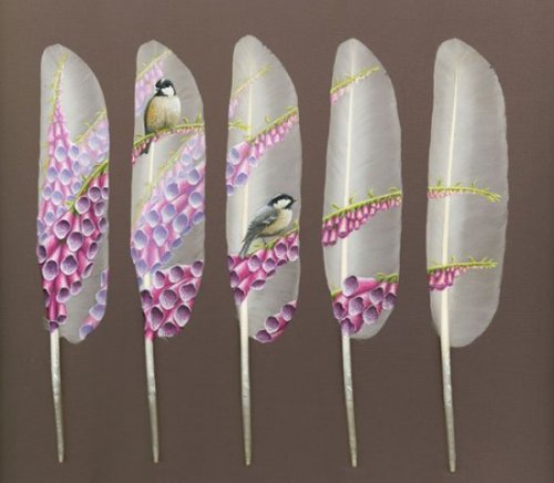Рисунки на лебединых перьях