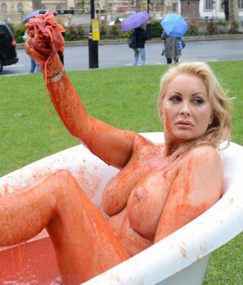 Модель Playboy разделась на площади Лондона Модель Playboy разделась на площади Лондона