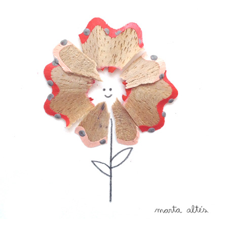 Рисунки с использованием очисток от заточки карандашей, созданные Мартой Алтес Рисунки с использованием очисток от заточки карандашей, созданные Мартой Алтес