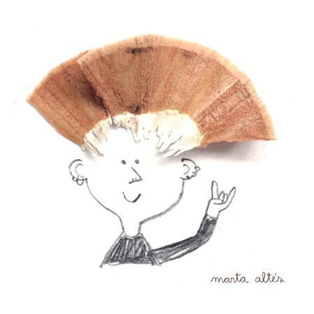 Рисунки с использованием очисток от заточки карандашей, созданные Мартой Алтес Рисунки с использованием очисток от заточки карандашей, созданные Мартой Алтес