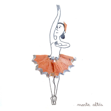 Рисунки с использованием очисток от заточки карандашей, созданные Мартой Алтес Рисунки с использованием очисток от заточки карандашей, созданные Мартой Алтес