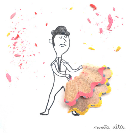 Рисунки с использованием очисток от заточки карандашей, созданные Мартой Алтес Рисунки с использованием очисток от заточки карандашей, созданные Мартой Алтес