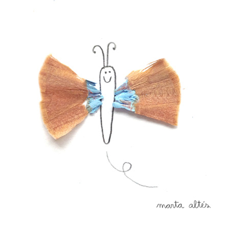 Рисунки с использованием очисток от заточки карандашей, созданные Мартой Алтес