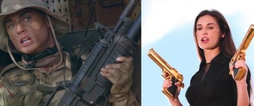 Горячие голливудские красотки с оружием (12 фото)