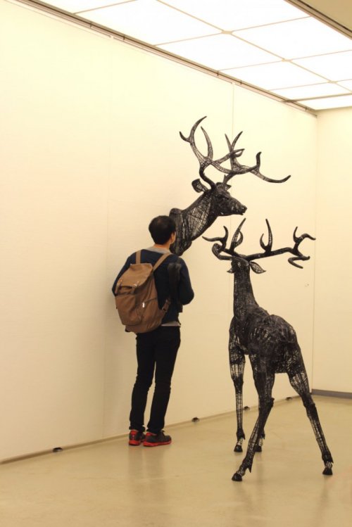 Сюрреалистические фигуры из проволоки, созданные южнокорейским скульптором Йон Вон Соном (10 фото)