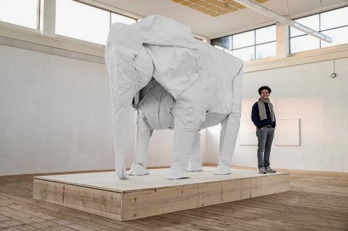 Слон в натуральную величину из одного листа бумаги (8 фото)