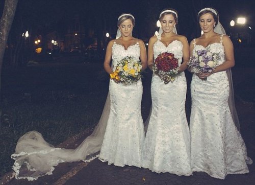 Тройная свадьба сестёр-близняшек (6 фото)