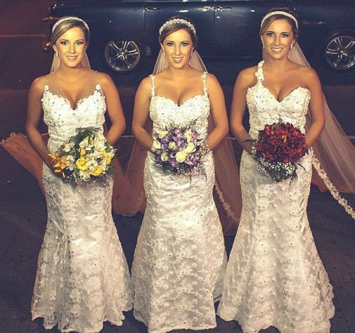 Тройная свадьба сестёр-близняшек (6 фото)