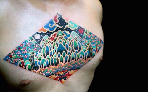 Классические картины с корейскими мотивами в татуировках художника Pitta KKM (9 фото)