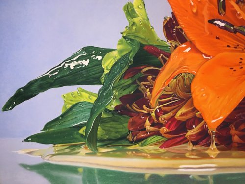 Невероятно реалистичные масляные пастельные рисунки цветов, залитых мёдом (10 фото)